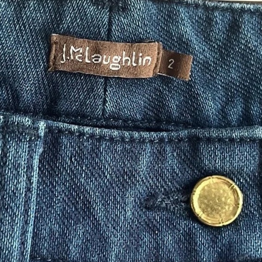 J. McLaughlin Lexi Straight Leg Jeans Dark Wash Blue Denim Gold Hardware Size 2 - Picture 4 of 6